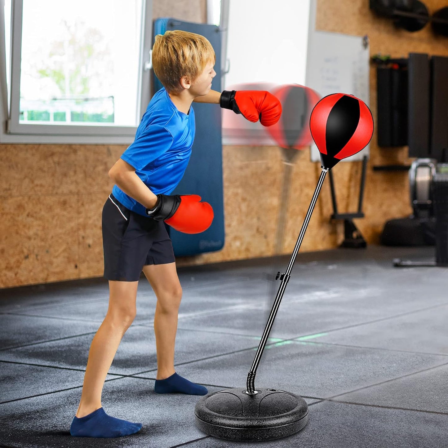 Eotvia Punching Bag for Kids, Freestanding Boxing Set with Junior Gloves, 41 Inch Height Adjustable Punching Bag with Stand, Sport Game Toys for Boys Girls 3-10 Years Perfect for Exercise and Fitness