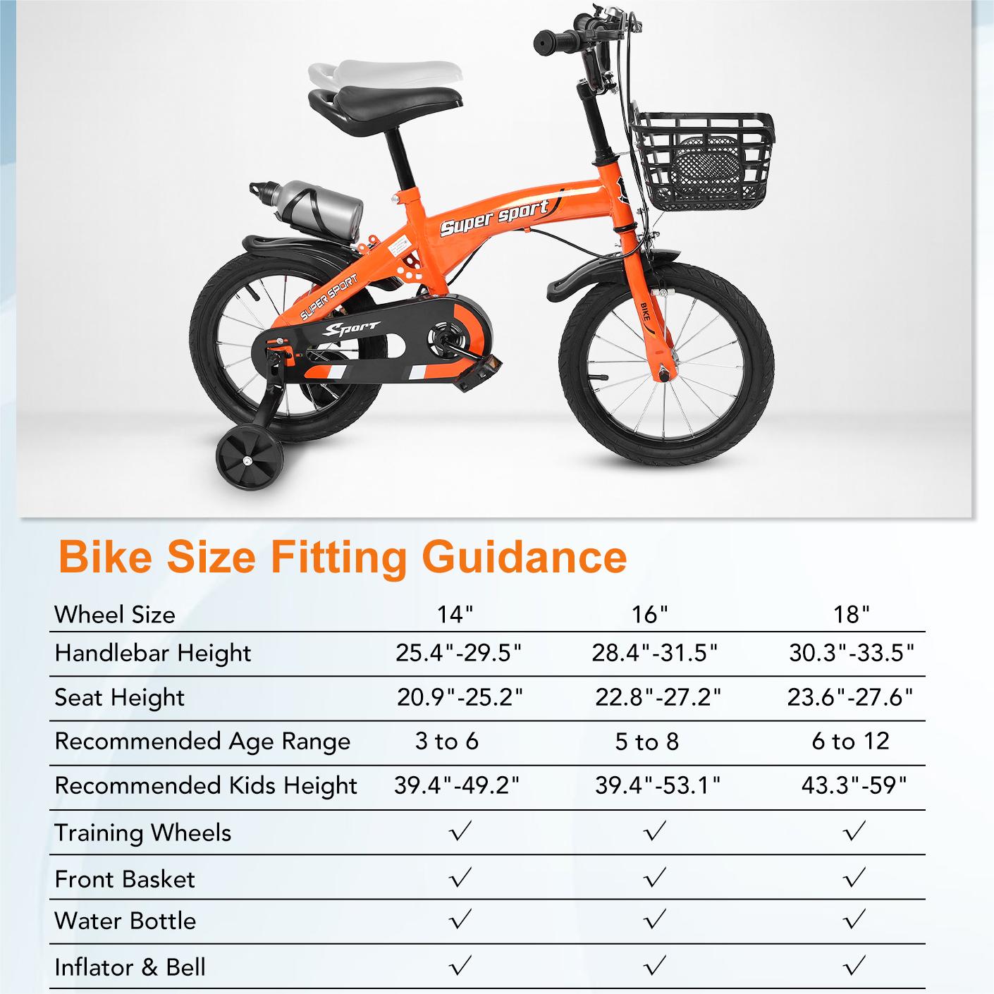16" Kids Bike with Training Wheels, Height Adjustable Kid's Bicycle with Basket/Water Bottle/Inflator/Bell, Christmas Birthday New Year Xmas Gifts for Girls Boys Toddlers Kids 3 to 8 Years Old