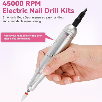 Portable Electric Nail Drill Manicure Pedicure Polishing Shape Tools for Nail Care Beauty Home Salon Use - 45000RPM, Purple