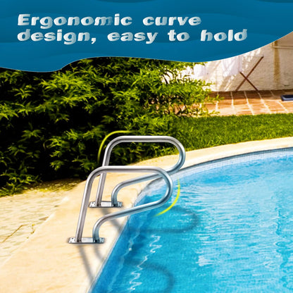 31.5"x22.2" Pool Handrail, Swimming Pool Stair Rail Mounted Pool Rail with Base Plate, 304 Stainless Steel Safety Rail for Pools Spas, 375 lbs Load Capacity