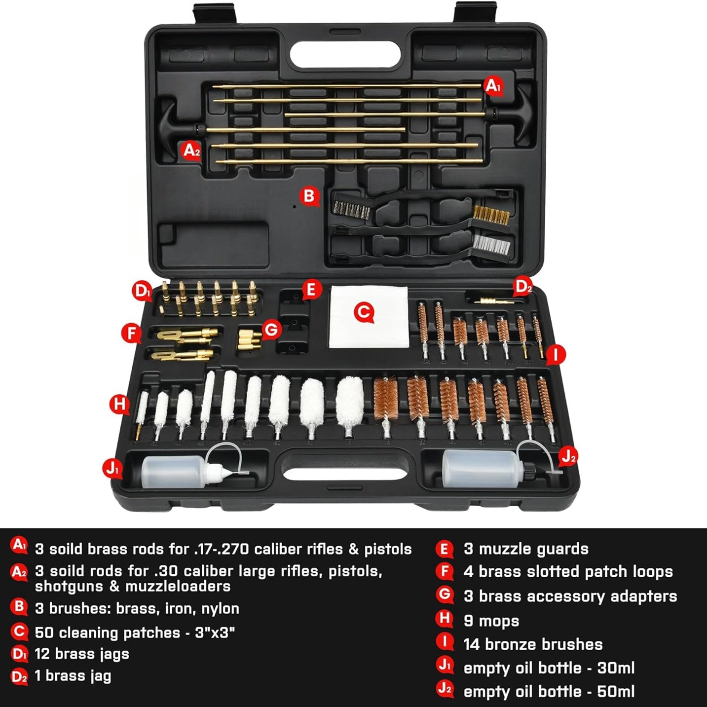 58 Pieces Gun Cleaning Kit, Universal Gun Cleaning Kit for All Caliber Pistol Rifle Handgun Shotgun, Hunting Cleaning Kits with Brass Rods and Tough Carrying Case, Gun Accessories Gifts for Men