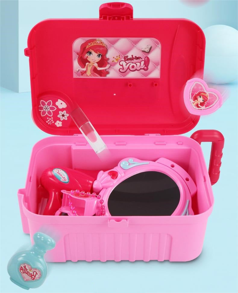 Toddler Vanity Set, 3 in 1 Pretend Princess Girls Vanity Table with Mirror, Lights, Cosmetics and Hair Dryer, Kids Makeup Table Toys Gift for Girls Toddlers Ages 2 3 4 5 6, Pink
