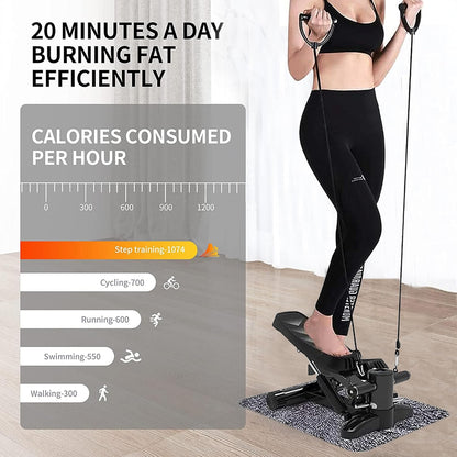 Eotvia Steppers for Exercise, Portable Mini Stepper with Resistance Bands for Home Gym Cardio, Air Stepper Climber Machine with Digital Monitor, Anti-slip Mat, Under Desk Exercise Machine, Max 330lbs