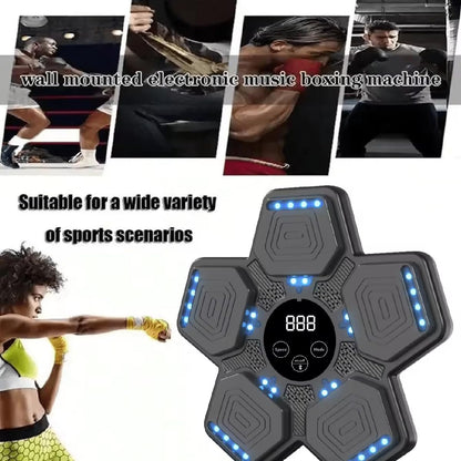 Music Boxing Machine for Kids, Smart Bluetooth Boxing Machine with Boxing Gloves, Wall Mounted Electronic Boxing Training Punching Equipment with Display Screen, Workout Machine for Home Indoor Gym