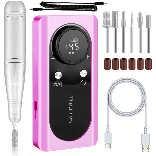 Portable Electric Nail Drill Manicure Pedicure Polishing Shape Tools for Nail Care Beauty Home Salon Use - 45000RPM, Purple