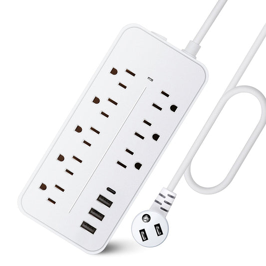 Plug Power Strip Surge Protector, Overload Protection, Fireproof Shell, ETL Listed, 1700J, 2000W/10A, 8 Outlet Wide Spacing with 3*USB Ports 1*Type-C, Flat Plug 5ft Extension Cord