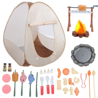 Camping Toy Set with Play Tent, Campfire, 39Pcs BBQ Toys with Pop up Tent Indoor Outdoor for Toddlers 3 4 5 Year Old