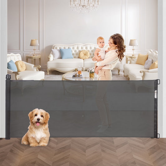 Retractable Baby Gate 35"x138" Extra Wide Mesh Dog Gate Child Safety Gate for Doorways, Indoor Outdoor Stairs, Black