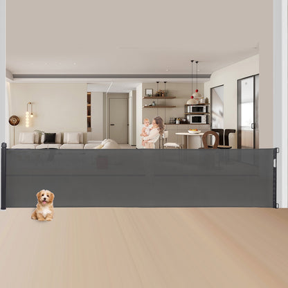 Retractable Baby Gate 35"x138" Extra Wide Mesh Dog Gate Child Safety Gate for Doorways, Indoor Outdoor Stairs, Black