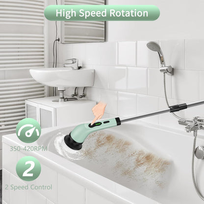Electric Spin Scrubber, Cordless Shower Scrubber with Extendable Handle, Power Scrubber with 9 Replaceable Brush Heads, Floor Scrubber Shower Cleaning Brush Household Tools for Bathroom Kitchen Pool