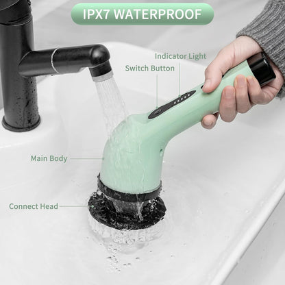 Electric Spin Scrubber, Cordless Shower Scrubber with Extendable Handle, Power Scrubber with 9 Replaceable Brush Heads, Floor Scrubber Shower Cleaning Brush Household Tools for Bathroom Kitchen Pool