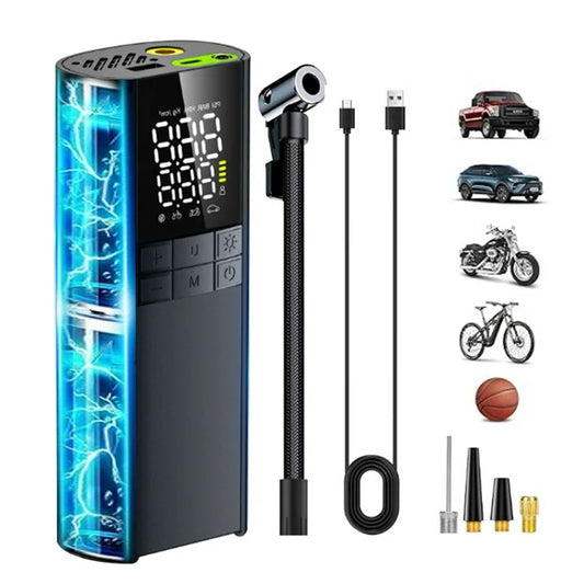 Tire Inflator Portable Air Compressor 8000mAh Cordless Air Pump for Car Tires, 150 PSI Faster Electric Tire Pump with LED Light and Digital Pressure Gauge for Car, Bicycle, Motorcycle, Ball