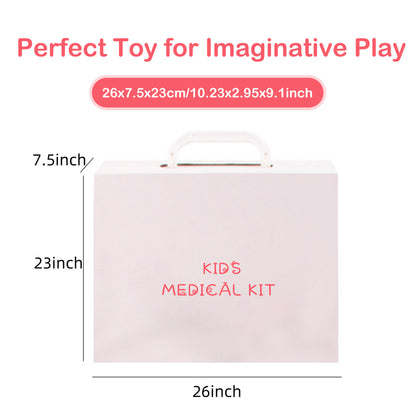 Toddlers Doctor Kit 50pcs Wooden Doctor Play Set with Storage Case, Doctor Pretend Play Medical Kit for Boys Girls 3-5 Preschool Toys