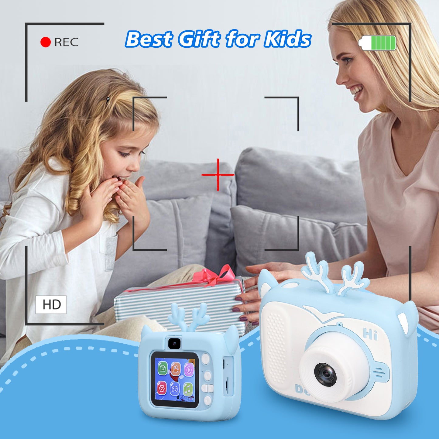 Kids Camera for Boys Girls 3-12 Years Old, 1080p HD Video Camera with 32GB SD Card & Card Reader for Toddler Digital Camera Toy Gifts for Christmas Birthday