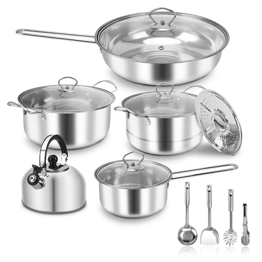 Cookware Set Stainless Steel Rustproof Stick Proof Thickened Pots Pans Set for Home Kitchen Restaurant