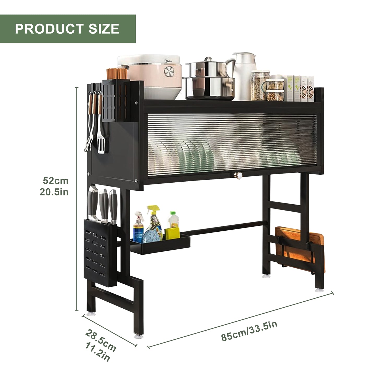 3 Tier Over The Sink Dish Drying Rack, Large Capacity Dish Rack with Cover, Expandable Length & Height, Adjustable Metal Dish Drainer for Kitchen Counter, Space Saving