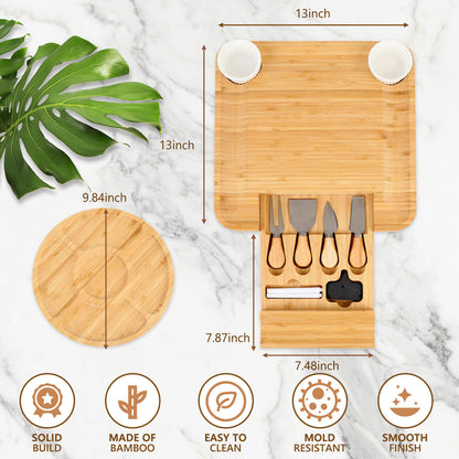 Cheese Board Charcuterie Cheese Board Charcuterie Board Set Bambusoideae Serving Tray Charcuterie Cheese Board With Drawer Cutlery For House Warming Wedding Gifts