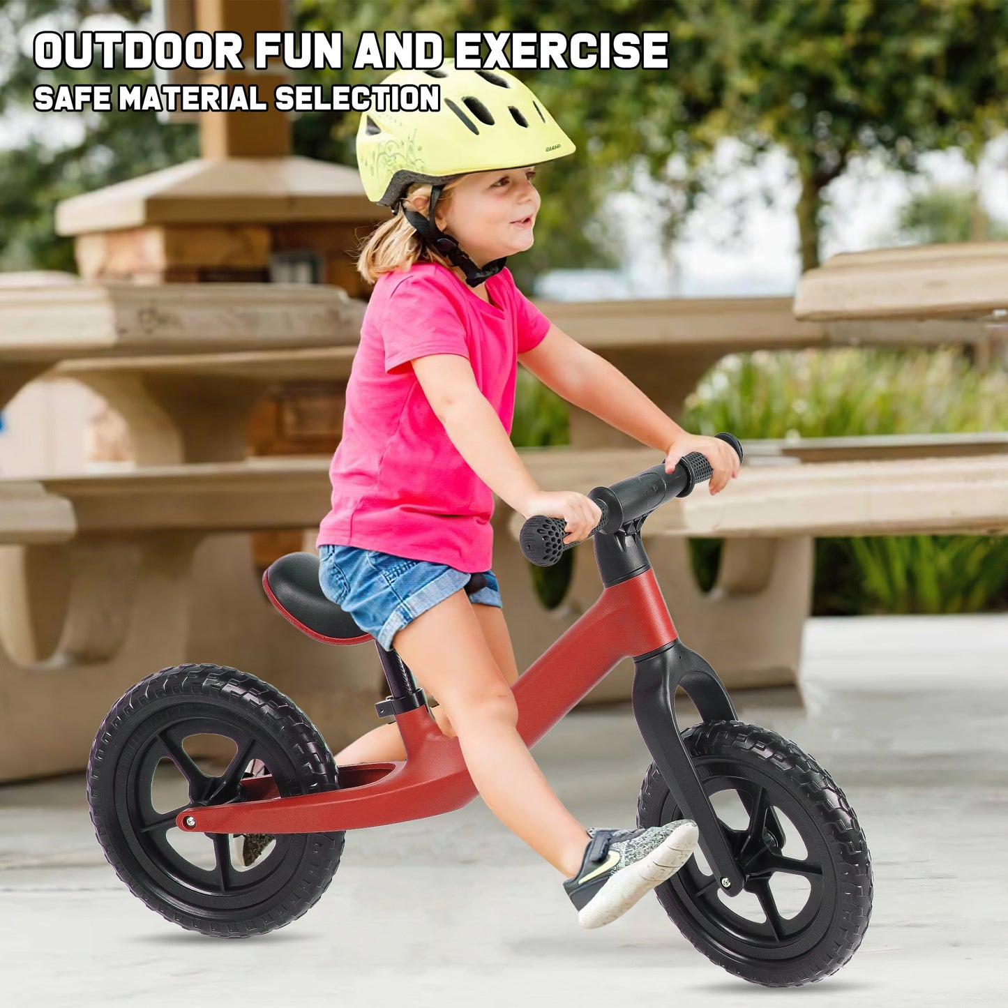 12-Inch Balance Bike No Pedal Lightweight Bike for Boys Girls 1.5 to 4 Years Old, Toddler Bike with Adjustable Seat, Carry Handle