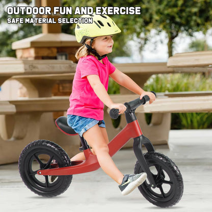 12-Inch Balance Bike No Pedal Lightweight Bike for Boys Girls 1.5 to 4 Years Old, Toddler Bike with Adjustable Seat, Carry Handle