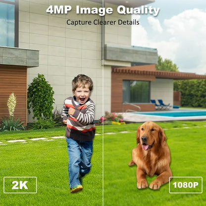 2K Solar Security Cameras Wireless Outdoor, Home WiFi Camera with Color Night Vision, PIR Motion Detection, 2-Way Talk, IP66 Waterproof, Solar Panel Battery Powered Surveillance System