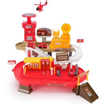 Engineering Truck Track Set, Mining Obstacle Course Parking Garage Toy with 4 Die-Cast Cars, Electric Climbing Rail, Music & Lights, Construction Crane Playset, Gift for Boys Ages 3-6