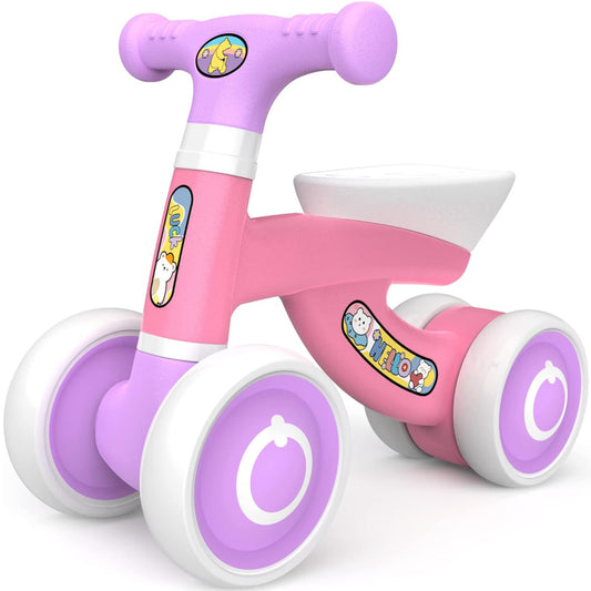 Eotvia Baby Balance Bike, Lightweight Toddler Baby Bicycle with 4 Wheels, Infant Bike Baby Outdoor Bike Riding Toy for Preschool Kids Toddlers Children Boys Girls Age 1-2 Years, First Birthday Gifts