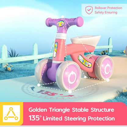 Eotvia Baby Balance Bike, Lightweight Toddler Baby Bicycle with 4 Wheels, Infant Bike Baby Outdoor Bike Riding Toy for Preschool Kids Toddlers Children Boys Girls Age 1-2 Years, First Birthday Gifts