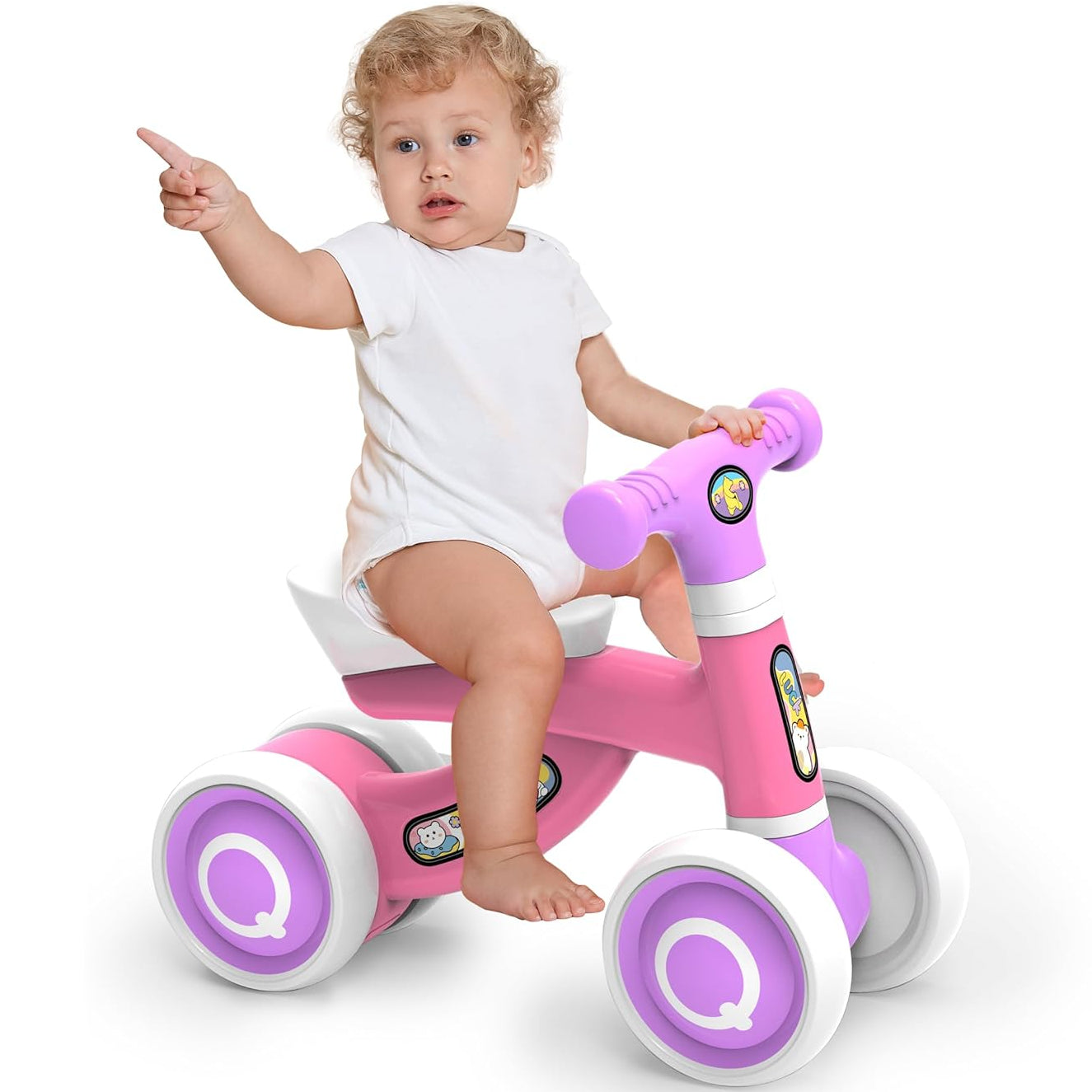 Eotvia Baby Balance Bike, Lightweight Toddler Baby Bicycle with 4 Wheels, Infant Bike Baby Outdoor Bike Riding Toy for Preschool Kids Toddlers Children Boys Girls Age 1-2 Years, First Birthday Gifts