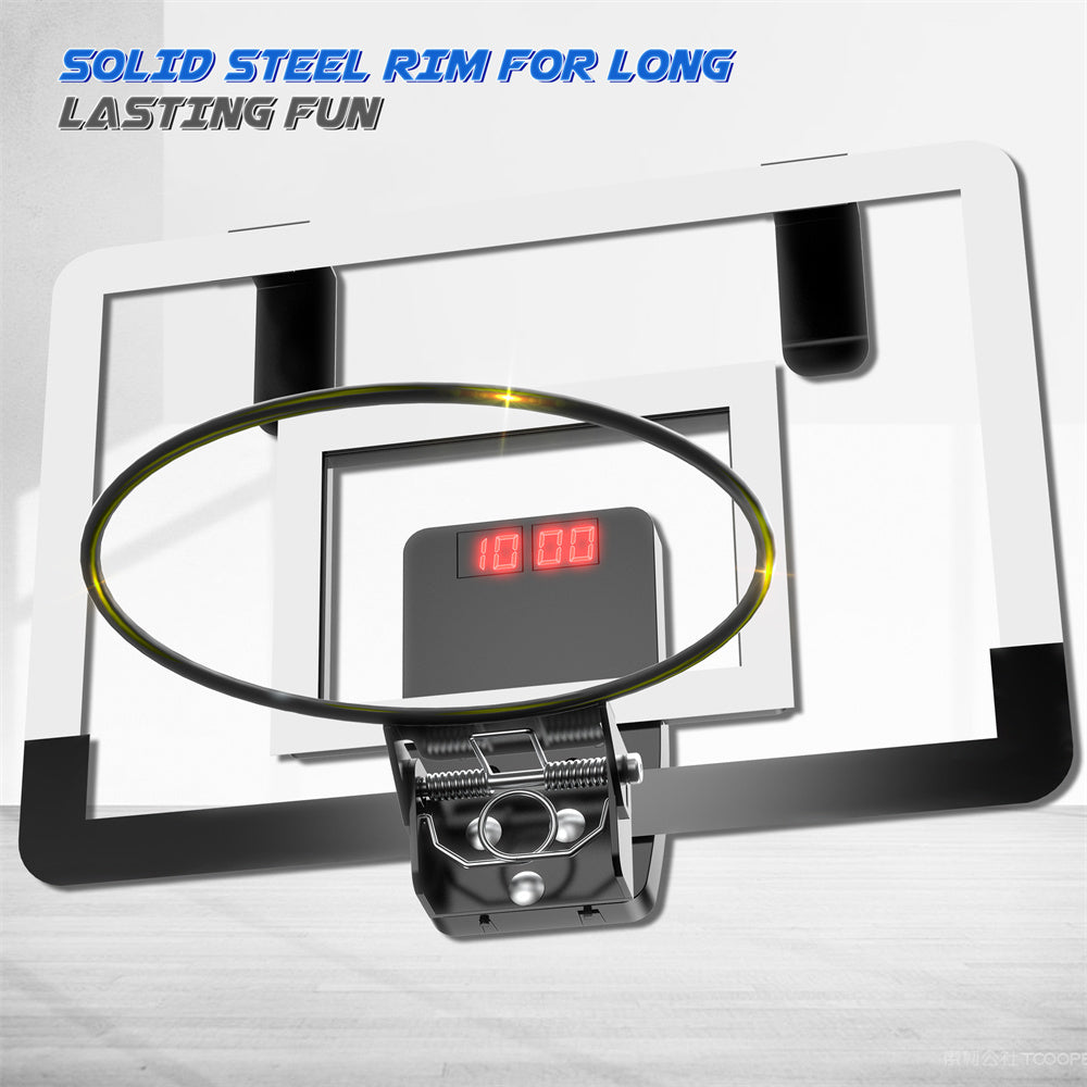 Indoor Basketball Hoop Set with Ball for Room&Wall, Mini Basketball Hoop over the Door with Electronic Scoreboard for Kids Adults Teens Birthday Toy Christmas Gifts, Foldable Steel Rim
