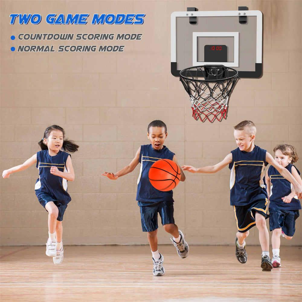 Indoor Basketball Hoop Set with Ball for Room&Wall, Mini Basketball Hoop over the Door with Electronic Scoreboard for Kids Adults Teens Birthday Toy Christmas Gifts, Foldable Steel Rim