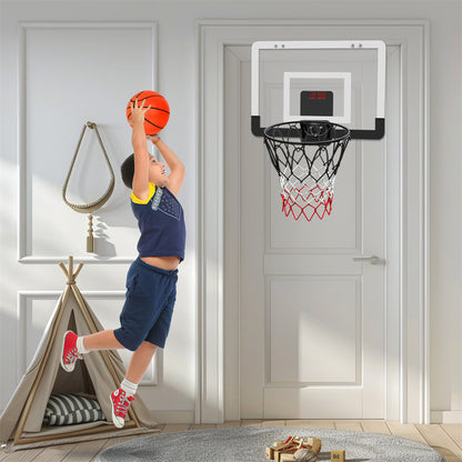 Indoor Basketball Hoop Set with Ball for Room&Wall, Mini Basketball Hoop over the Door with Electronic Scoreboard for Kids Adults Teens Birthday Toy Christmas Gifts, Foldable Steel Rim