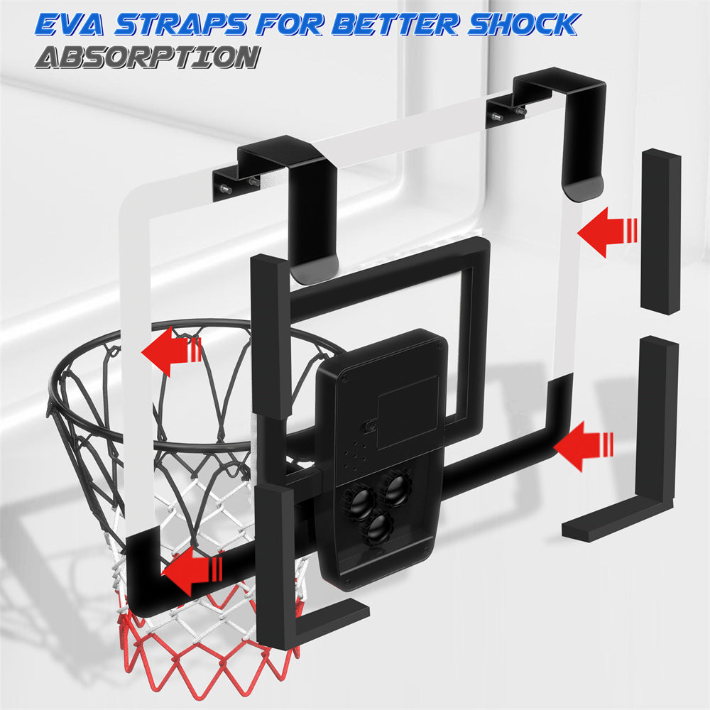 Indoor Basketball Hoop Set with Ball for Room&Wall, Mini Basketball Hoop over the Door with Electronic Scoreboard for Kids Adults Teens Birthday Toy Christmas Gifts, Foldable Steel Rim
