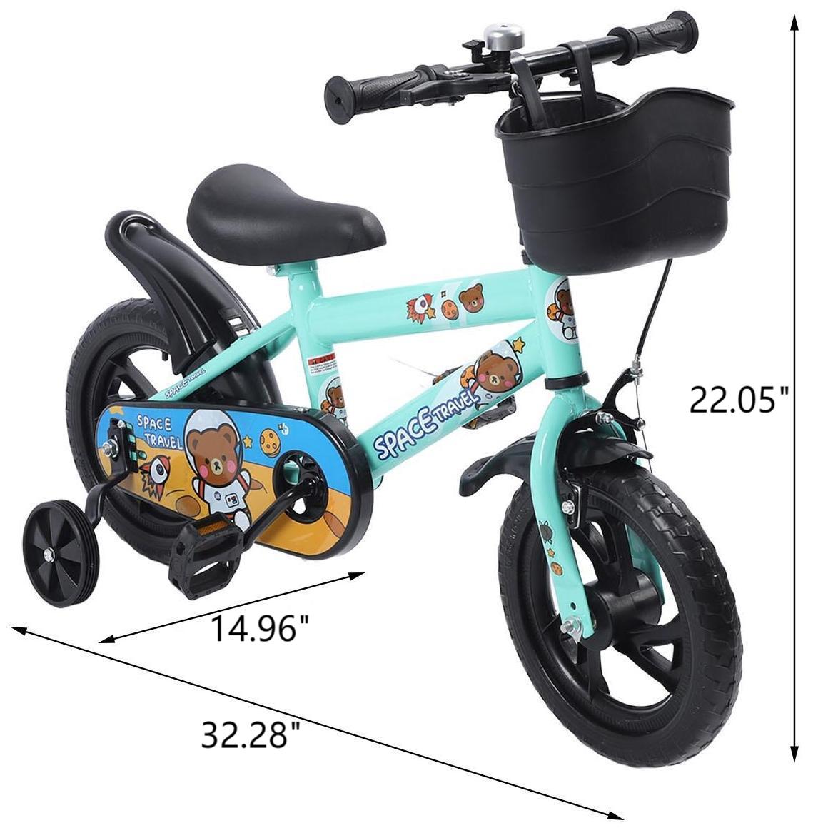 Kids Bike with Training Wheels, 12 Inch Bike with Basket, Kids Bicycle with Adjustable Seat/Handlebar, Children Bike with Handbrake/Bell/Pedals, Bicycle for Kids Boys Girls 1-5, up to 165lbs