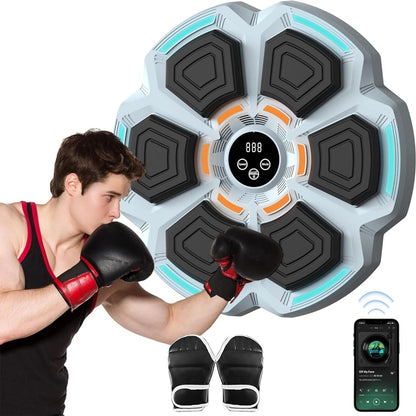 New Smart Music Boxing Machine with Boxing Gloves, Bluetooth Training Machine with LED Electronic Wall Mounted, Music Boxing Target Workout Punching Equipment for Kids and Adults