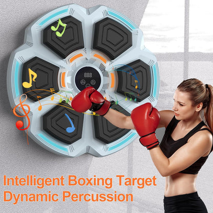 New Smart Music Boxing Machine with Boxing Gloves, Bluetooth Training Machine with LED Electronic Wall Mounted, Music Boxing Target Workout Punching Equipment for Kids and Adults