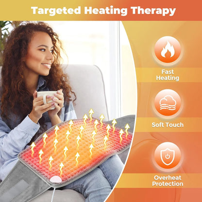 Heating Pad for Back Pain Relief, 12"x50" Electric Heating Pad with Auto Shut off/LCD Controller, Soft Heating Pad with 9 Heating Levels & 4 Time Settings for Back Neck Shoulder Stress Cramps Relief