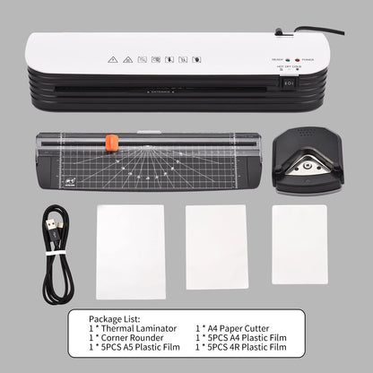 Laminator Machine, A4 Laminating Machine Hot & Cold with Paper Trimmer & Corner Rounder, 4 in 1 Laminator with 15 Laminating Sheets, 9 inch Personal Thermal Laminator for Home School Office