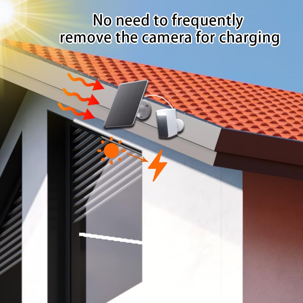 10W Solar Panel for Security Camera, USB C Port Solar Panel for 5V Outdoor Rechargeable Battery Camera Doorbell Light, 360° Adjustable Security Mount, 9.8ft Cable, IP65 Waterproof Rating