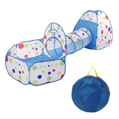 3-in-1 Kids Tunnel Tent with Ball Pit for Girls Boys Age 3 4 5 6 7 Kids Play Tent with Ball Pit & Basketball Hoop, Tunnel for Baby Big Kids Indoor Outdoor Play Tent( No Balls)