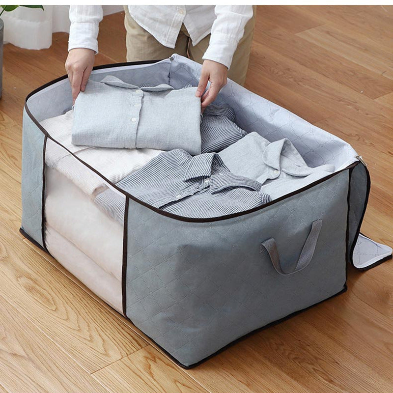 90L Large Clothes Storage, 6 Pack Foldable Closet Storage Bags with Handles (Gray)