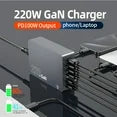 220W Fast USB C Charger, 6 Port QC4.0 Charging Station Hub GaN Charger Block, 65W USB C Laptop Charger Adapter, 100W PD Fast Desktop Charger, Compatible with iPhone, Samsung, Laptop, Gray