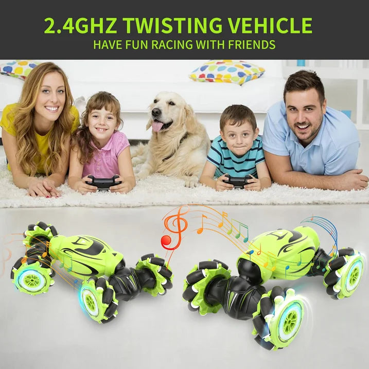 RC Stunt Car Gesture Sensing RC Stunt Car for Boys Girls Kids Aged 3-12 Years Old Remote Control Car 4WD Drift Twist Stunt Car with Sound & Lights