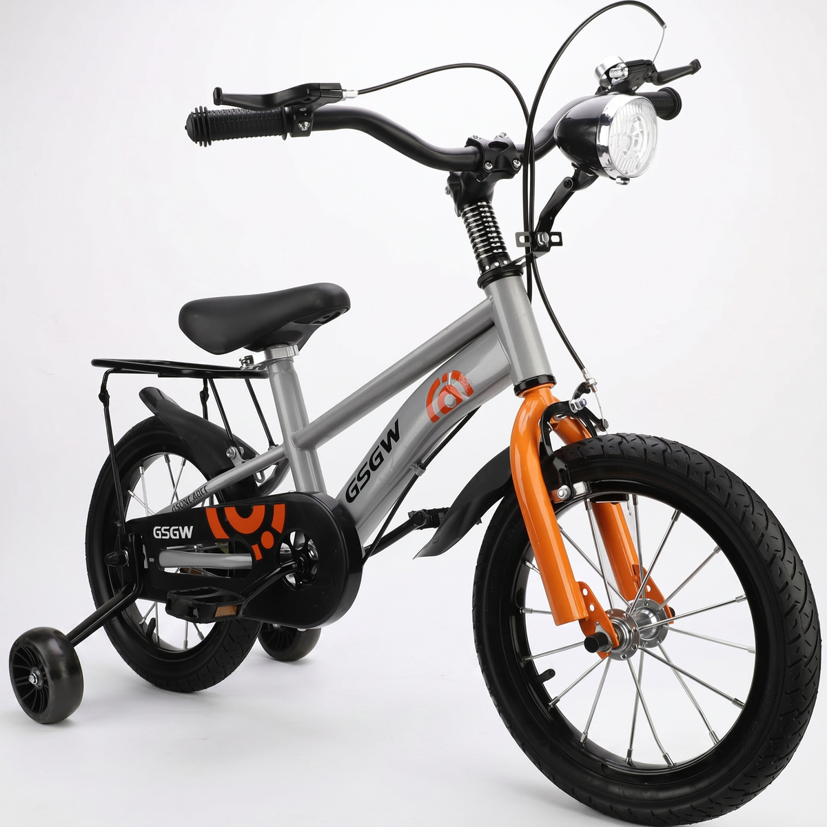 inch Kids Bike with Headlight & Training Wheels Children Adjustable Seat Handlebar for Boys Girls Age 3-8 Years Old Birthday Gift