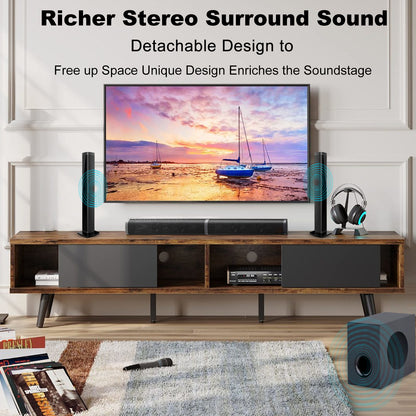 2 in 1 Separable Sound Bar for Smart TV with Subwoofer, Bluetooth 5.0 Surround Sound System for TV, 80W 37 Inch Soundbar for Home Theater, ARC/Optical/USB & Remote TV Speakers, 6 EQ Modes