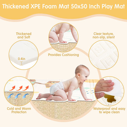 Foldable Baby Floor Play Mat Thickened Foam Baby Tummy Time Crawling Mat for Playpen 50 X 50in