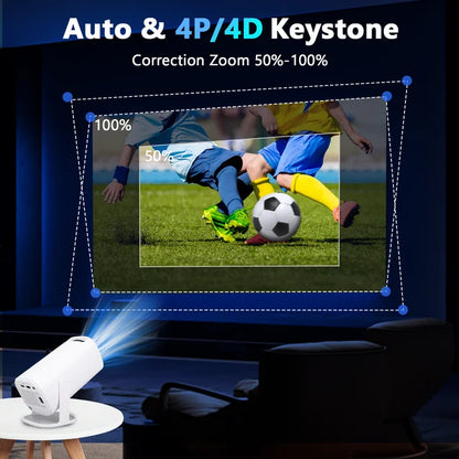 Smart Mini Projector with WiFi 6 and Bluetooth, 4K 1080P Full HD Support Portable Projector Auto Keystone 180° Rotatable, Android 11 Home Theater Projector for Phone/TV Stick/Laptop