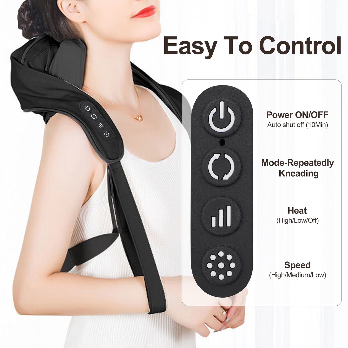 Neck Massager 6D Kneading Multifunctional Neck and Shoulder Massager Deep Tissue, 2 Heating Levels Gifts for Mom Dad