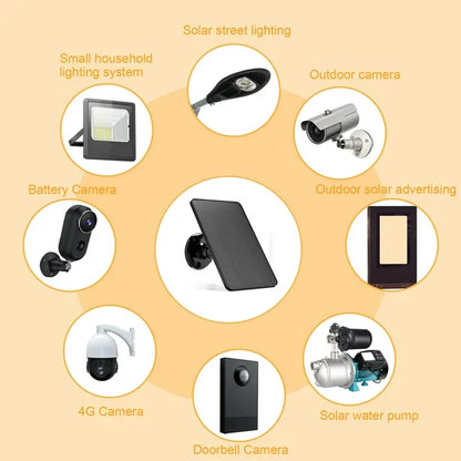 10W Solar Panels for Security Camera, USB C Port Solar Panel for DC 5V Outdoor Rechargeable Battery Camera Doorbell Light, 360° Adjustable Security Mount with 9.8ft Cable, IP65 Waterproof, Black