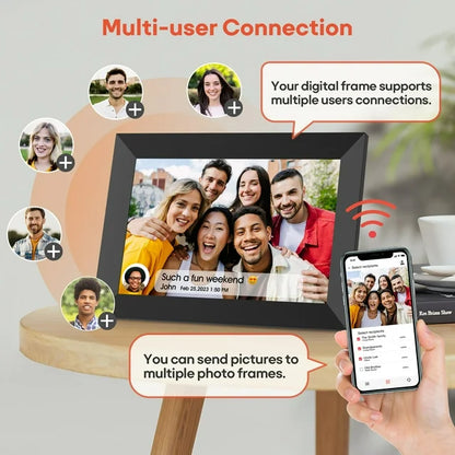 10.1" WiFi Digital Picture Frame 1280 * 800 HD IPS Touch Screen Digital Photo Frame with Built-in 16GB Memory, Auto-Rotate, Tabletop & Wall-Mounted Digital Frame, Share Photos Video via App, Black