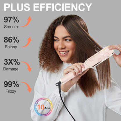 Hair Straightener Brush for Home Salon Fast 20s Heating Ionic Hair with Digital Display Rotatable Power Cord